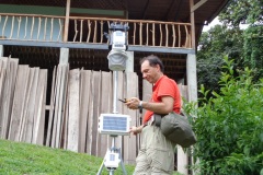 Luca at work at the weather station